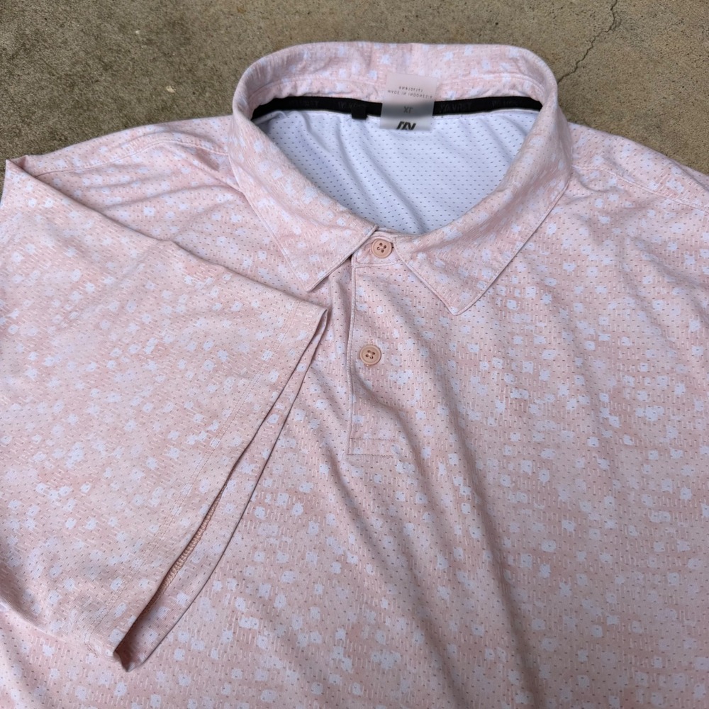 VRST | Mens Performance Polo XL Pink Digital Print Athleisure Golf Shirt